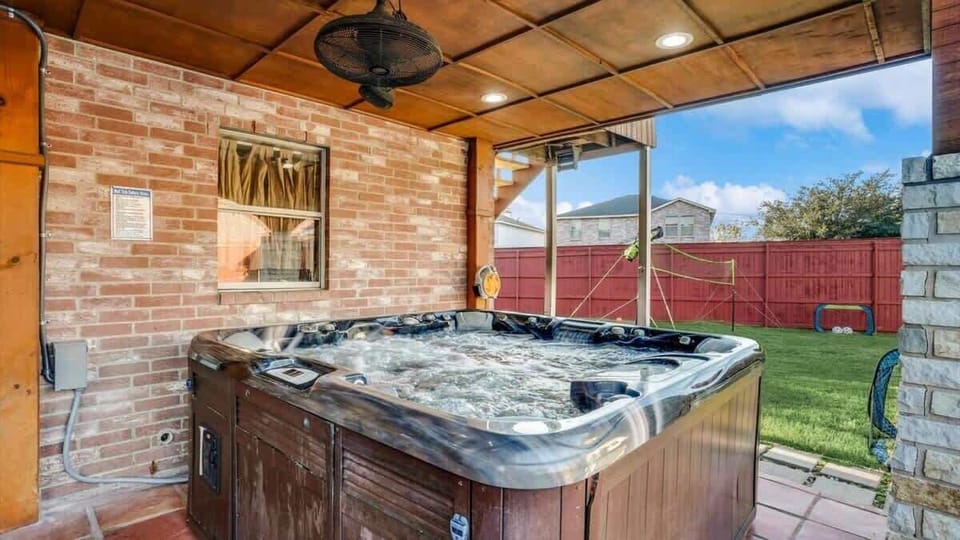 Relaxing outdoor hot tub area
