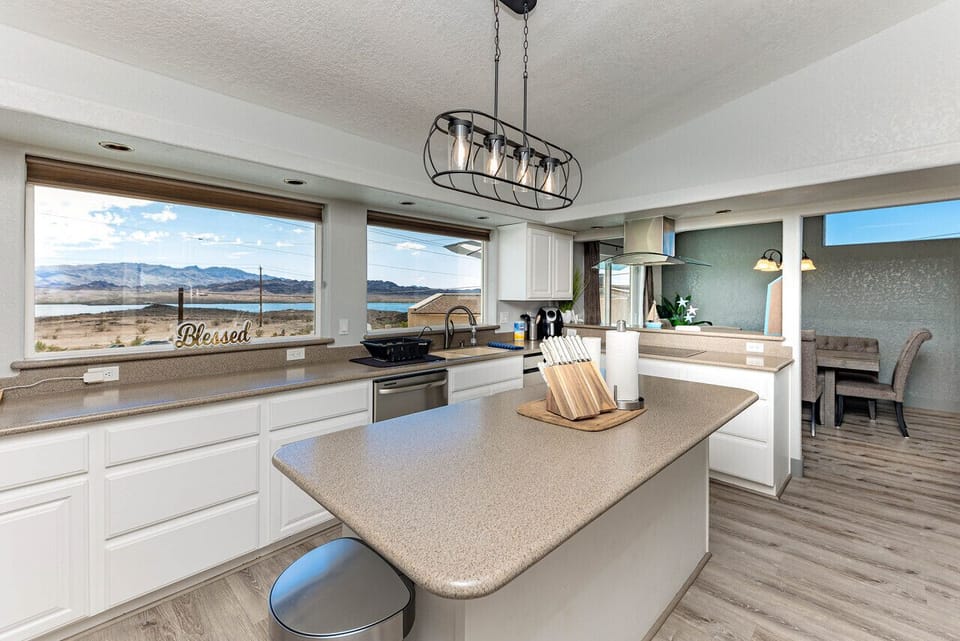 Open-concept kitchen and dining area