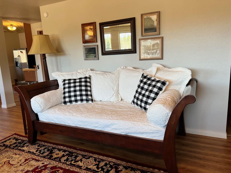Comfy Pottery Barn day-bed and cover set. Use for lounging or as another bed. 