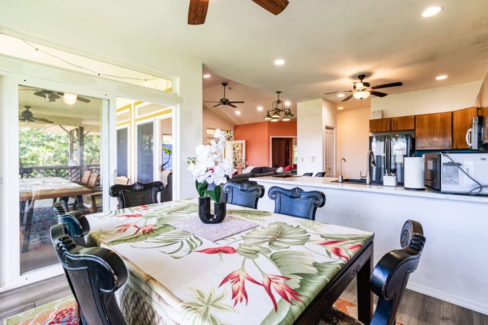 Indoor dining next to the kitchen