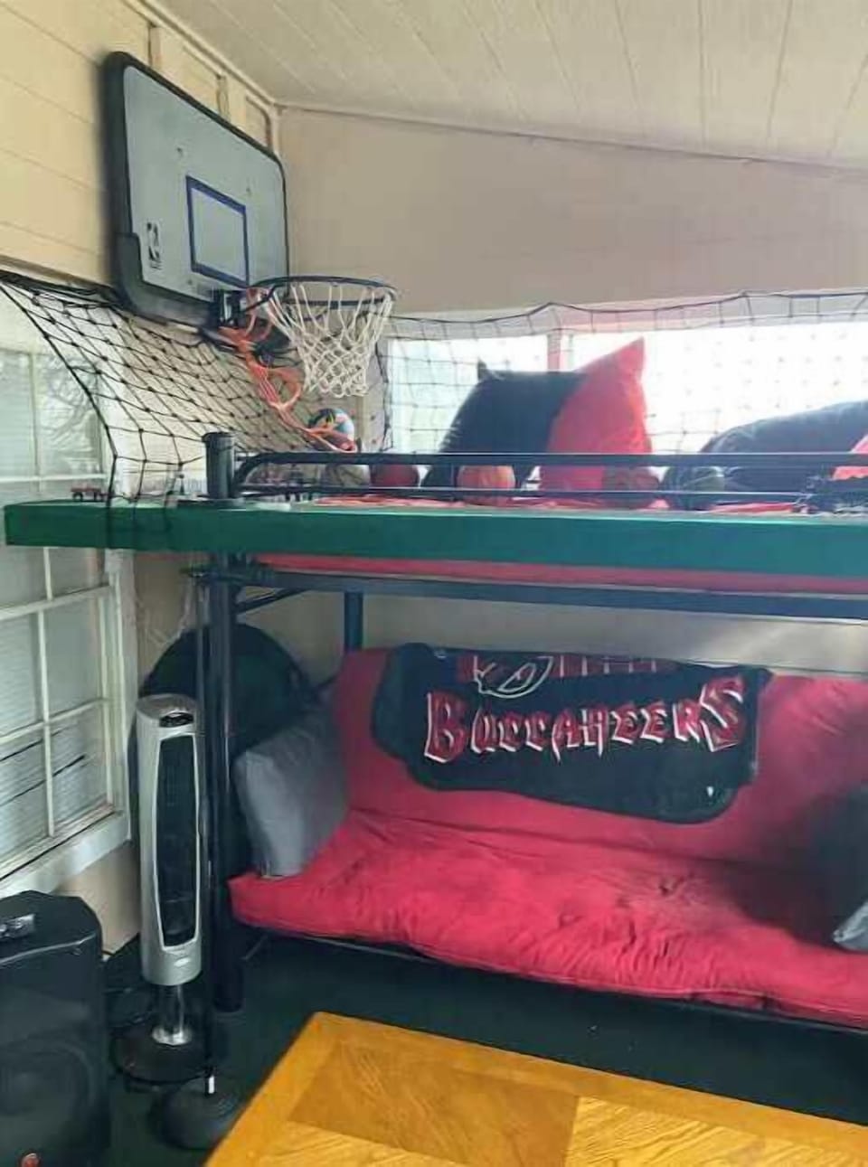 Bunk Bed at end of Sun Room.  Polar Express Theme.  Basketball, Karaoke