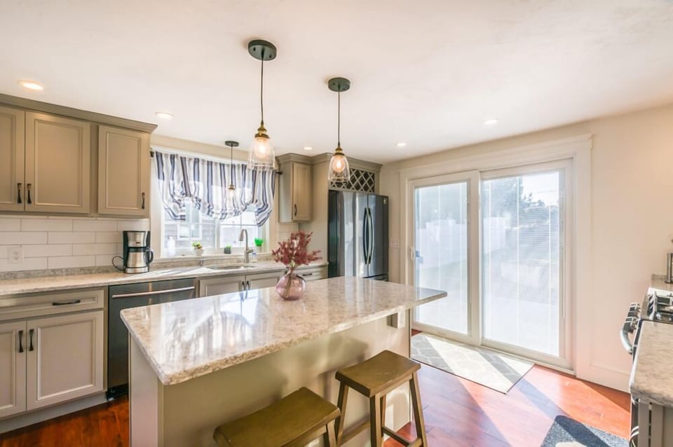 Large Kitchen with Slider that goes out onto the back patio.