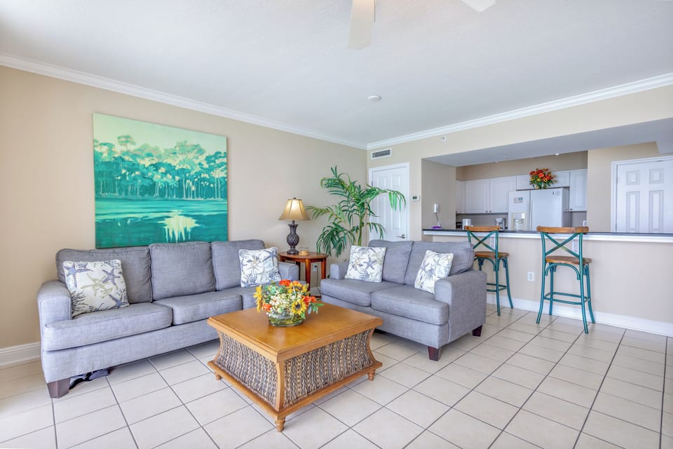 Gulf front living room.