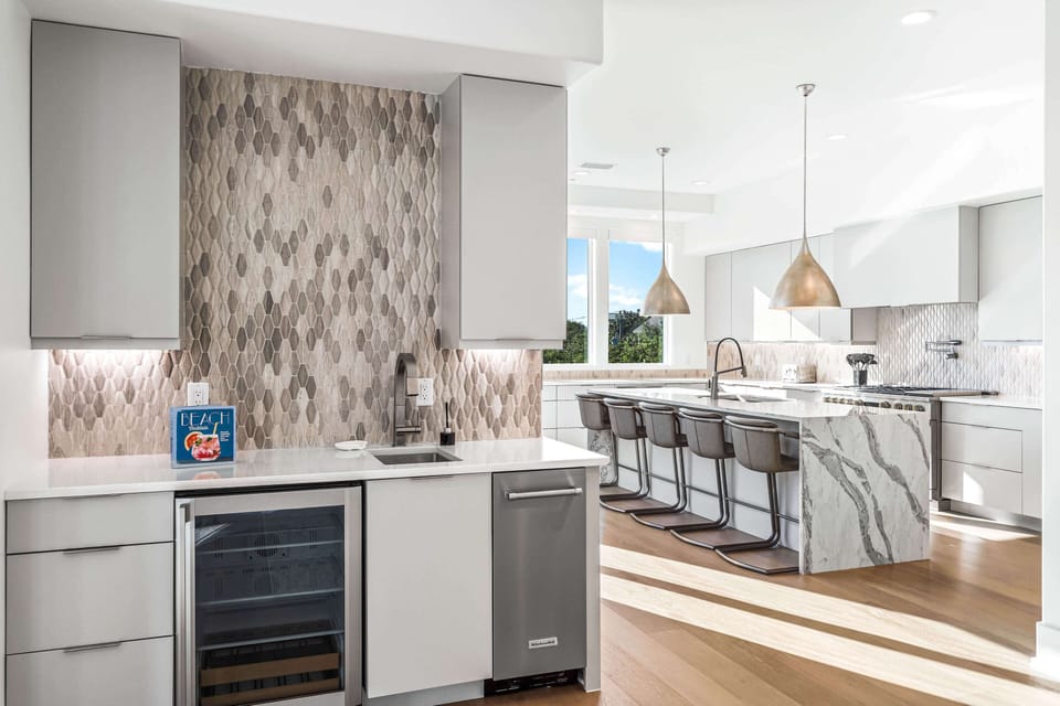 View of kitchen from wet bar