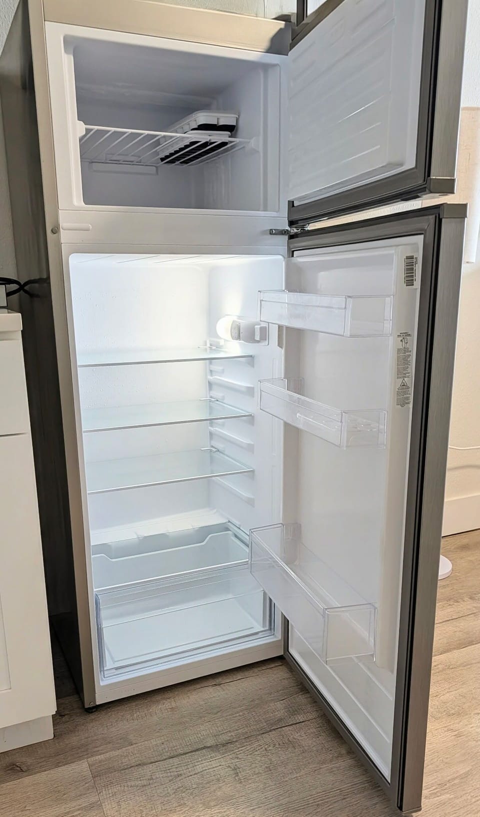 Great size fridge with freezer for your stay