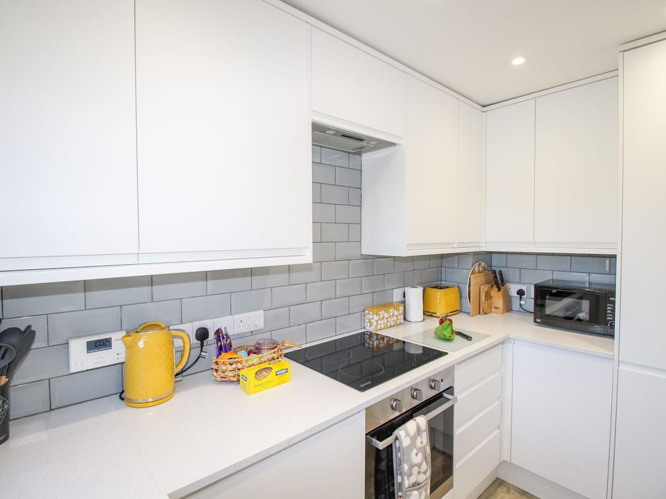 Fridge, dishwasher, electric kettle, toaster