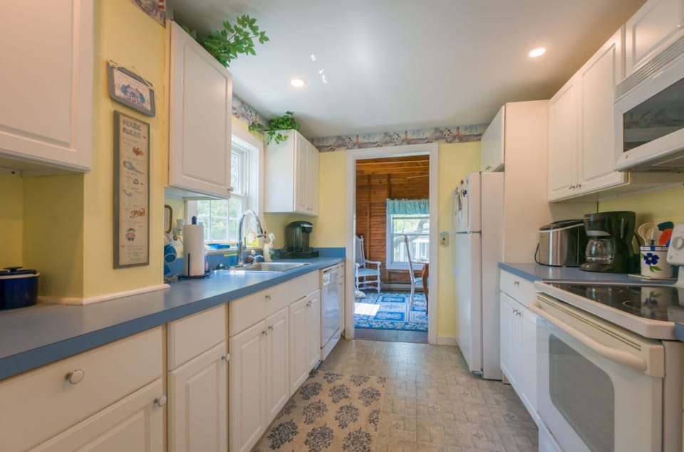 Galley kitchen.