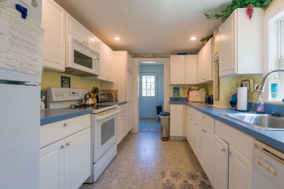 Galley kitchen.