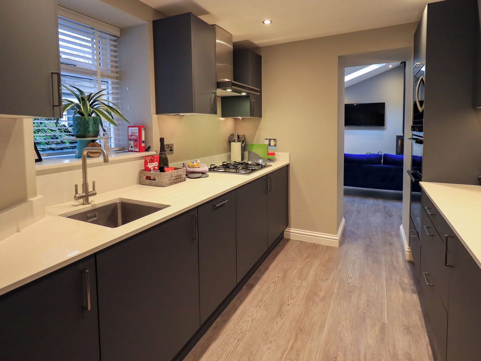 Fridge, dishwasher, electric kettle, toaster