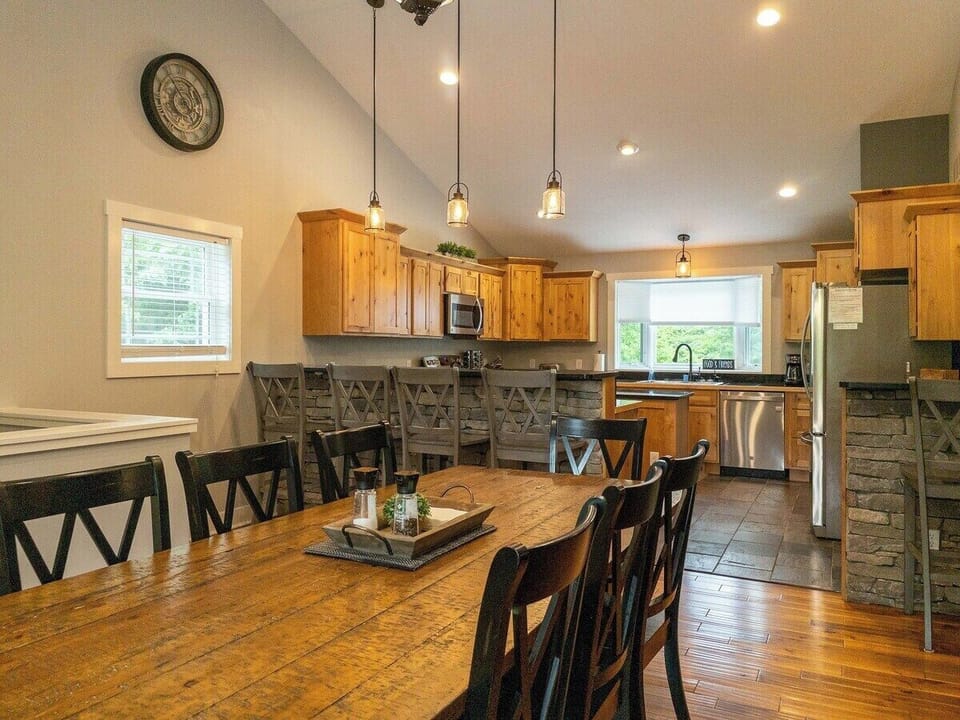 Dining room table to seat eight.