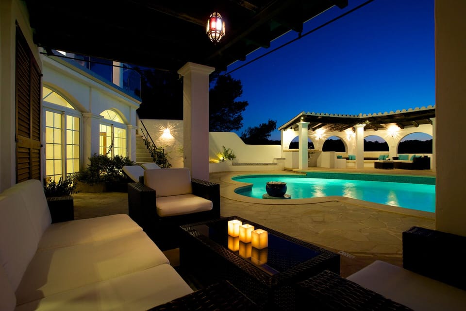 Pool terrace at night