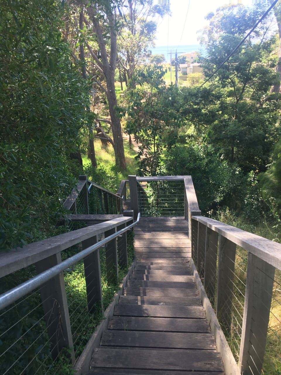 Stairs at the front gate down through reserve to beautiful sandy beach.