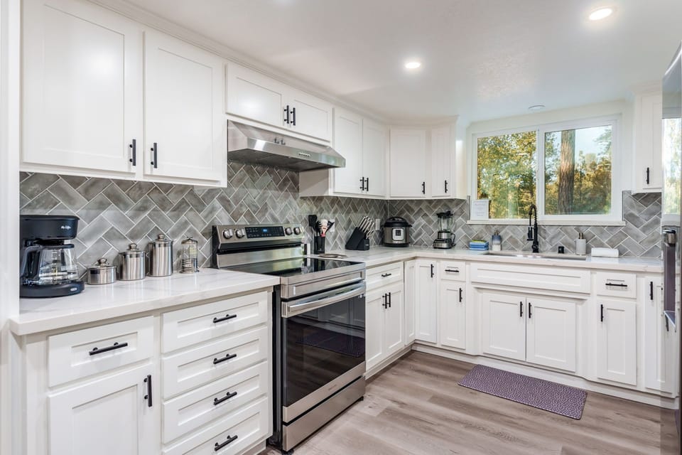 Newly updated kitchen with lots of small equipment to cook most meals!