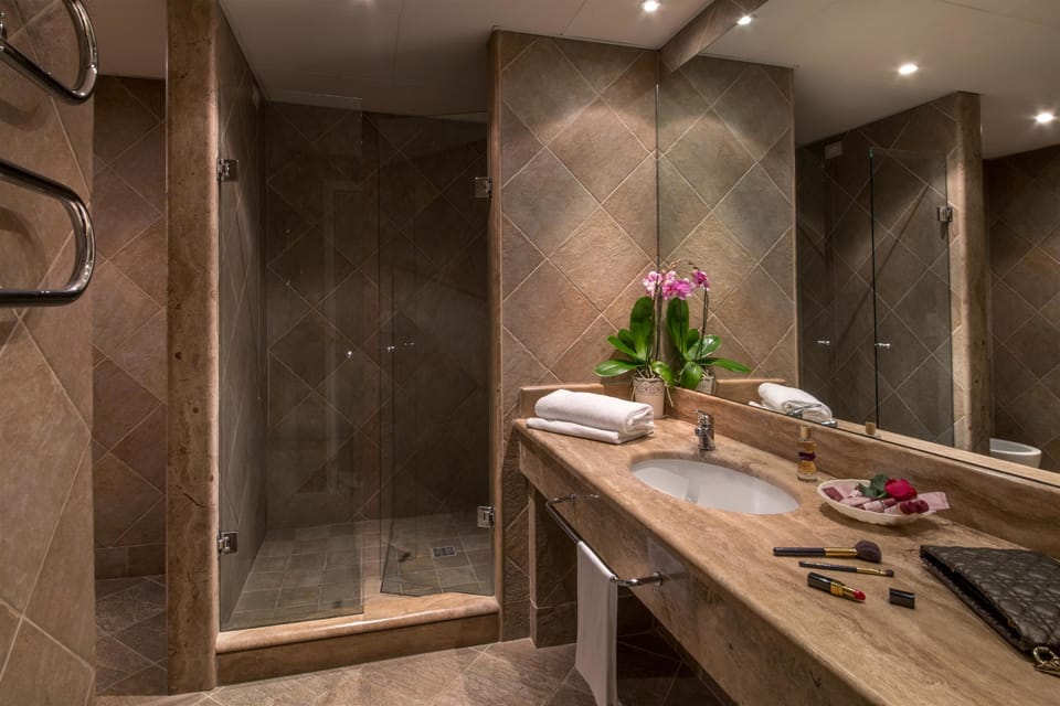 Suite, 1 King Bed, Smoking (Living Room;Larger Room;with Sofabed) | Bathroom | Hydromassage showerhead, free toiletries, hair dryer, bidet