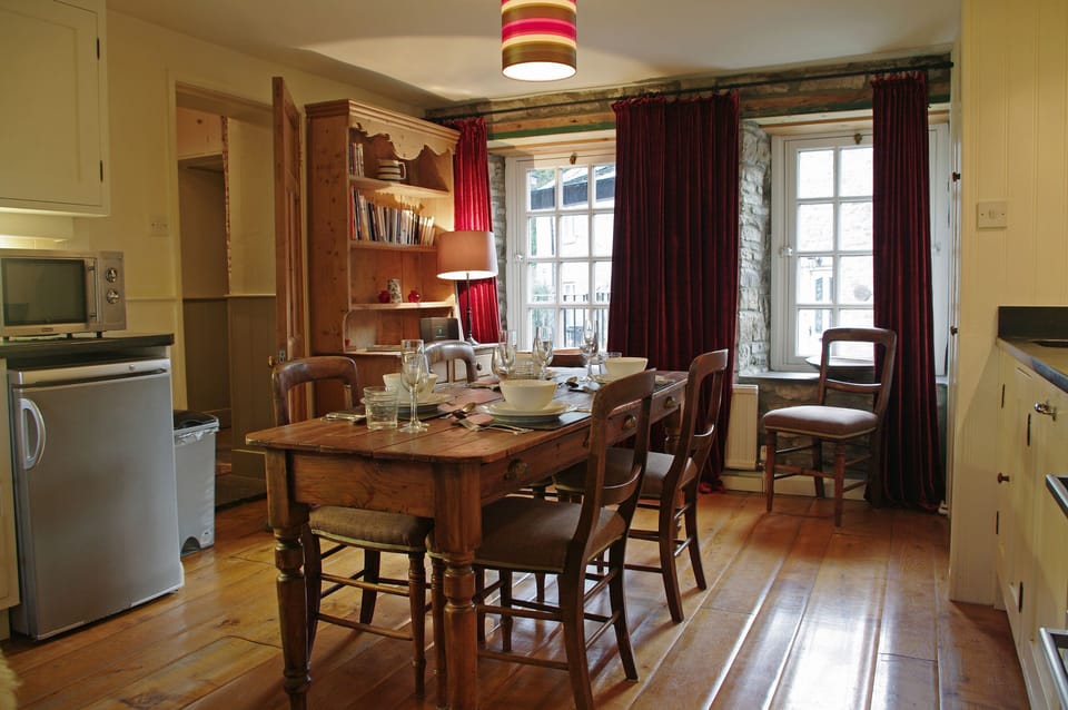 Dining area at The Old Wheelhouse, The Mill in West Burton, Wensleydale in the Yorkshire Dales