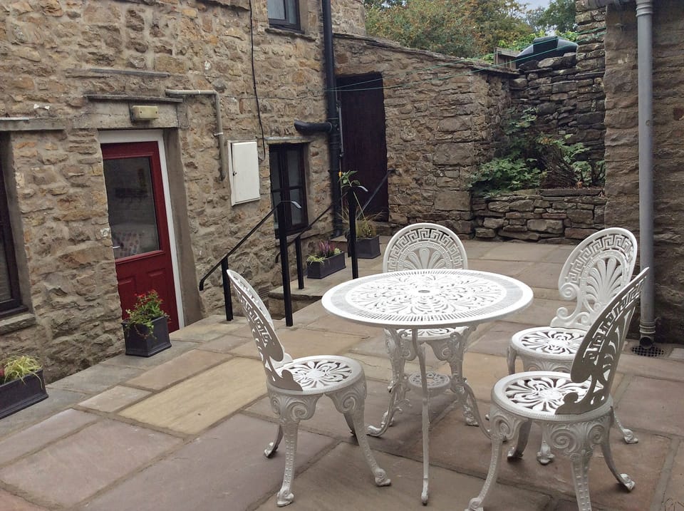 Patio to the rear of School House in Askrigg, Wensleydale in the Yorkshire Dales