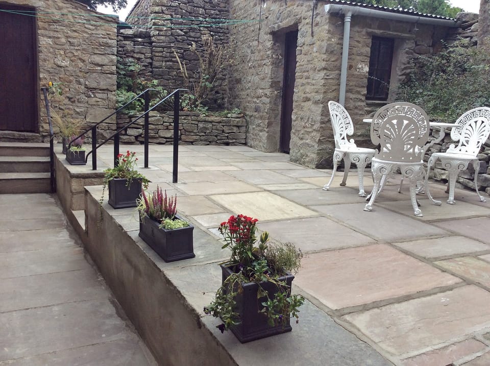 Patio to the rear of School House in Askrigg, Wensleydale in the Yorkshire Dales