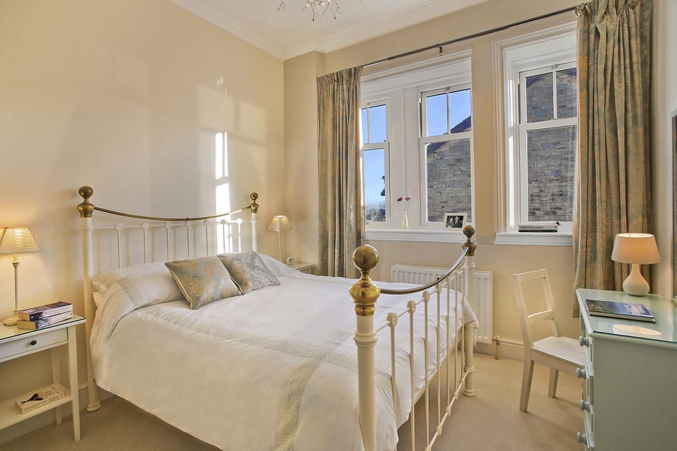 King size bedroom with views at Burnside View in Hawes, Wensleydale in the Yorkshire Dales