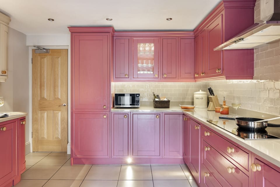 Fridge, dishwasher, cookware/dishes/utensils