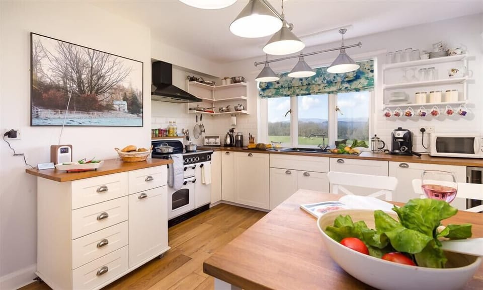 Fridge, dishwasher, cookware/dishes/utensils