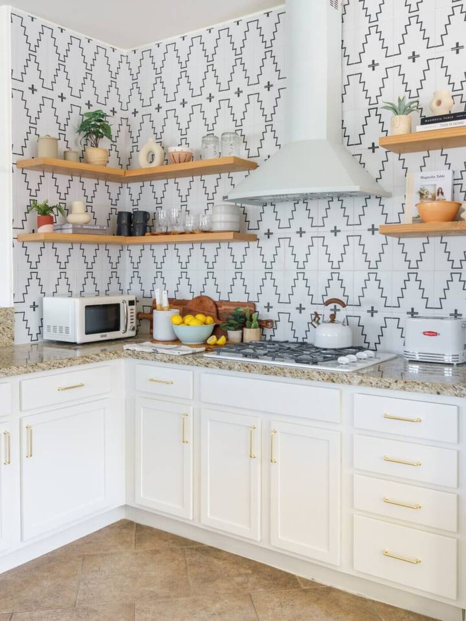 Fully stocked kitchen with a gas stove