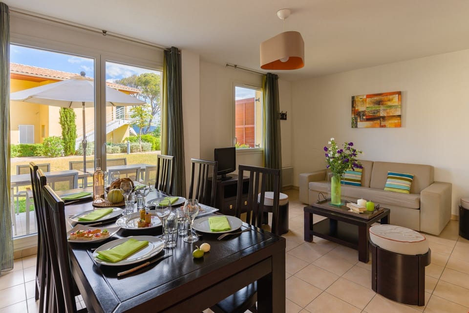 Entertain and dine at the large dining table.