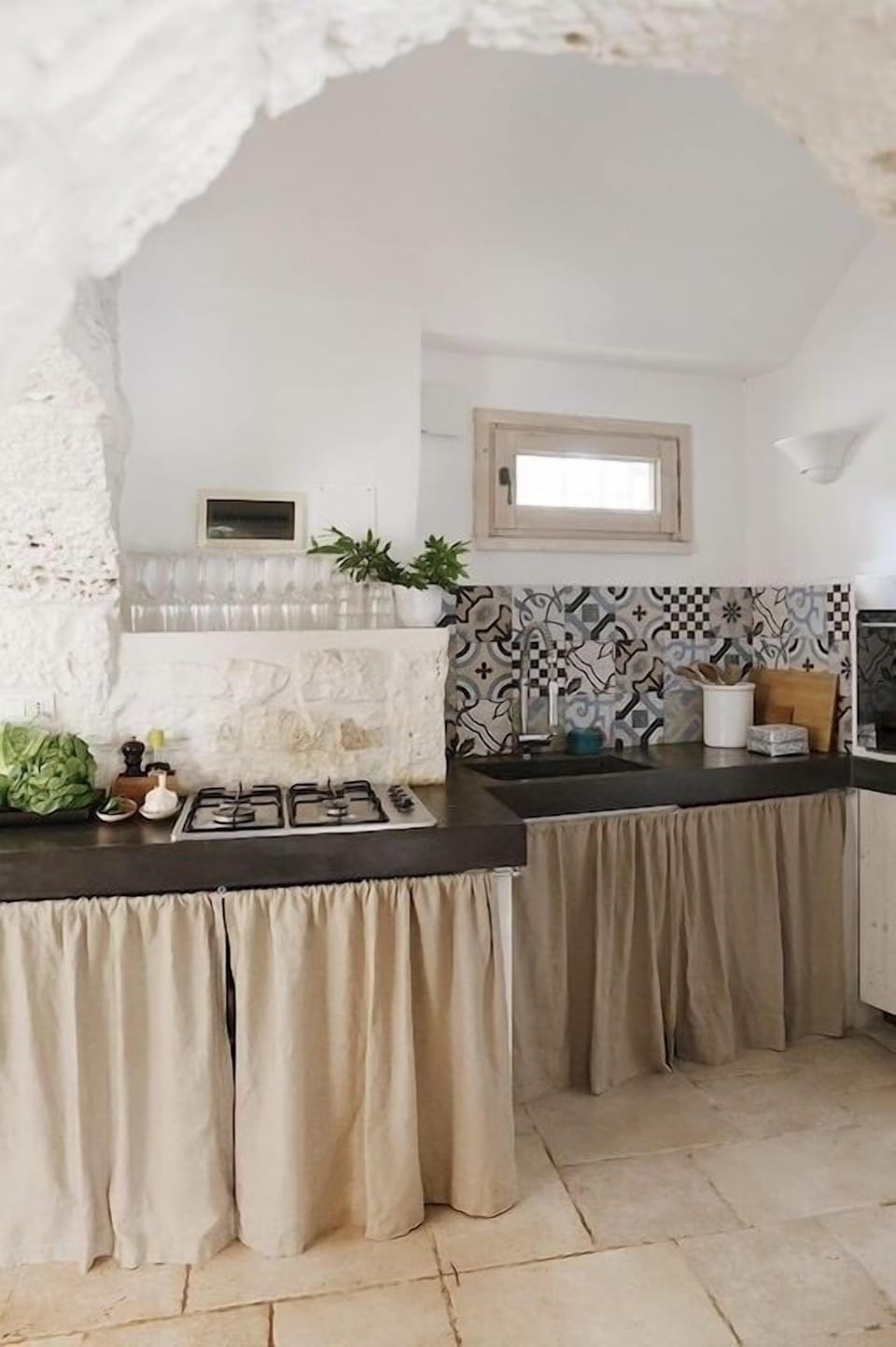 Rustic kitchen with modern amenities - dishwasher and electric oven