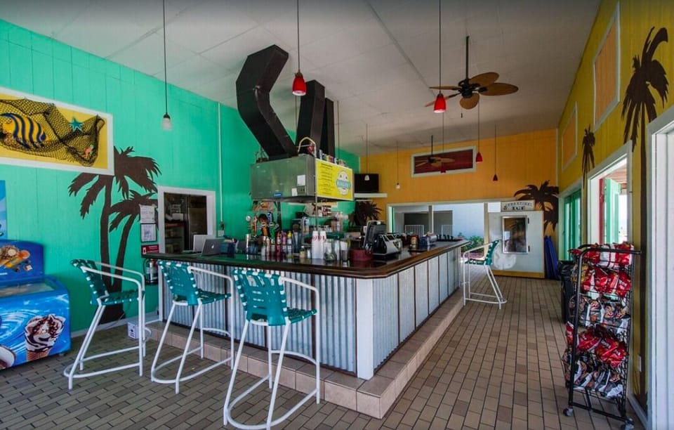 Inside the Hangout next to the lagoon pool