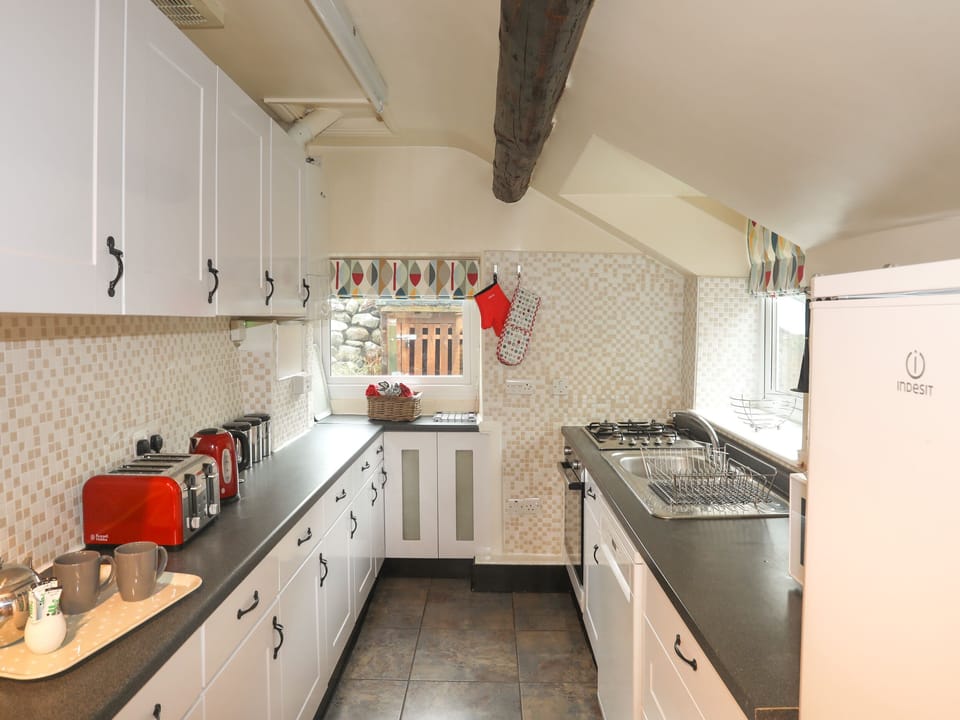 Fridge, dishwasher, electric kettle, toaster