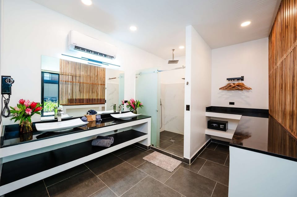 open bathroom and shower view
