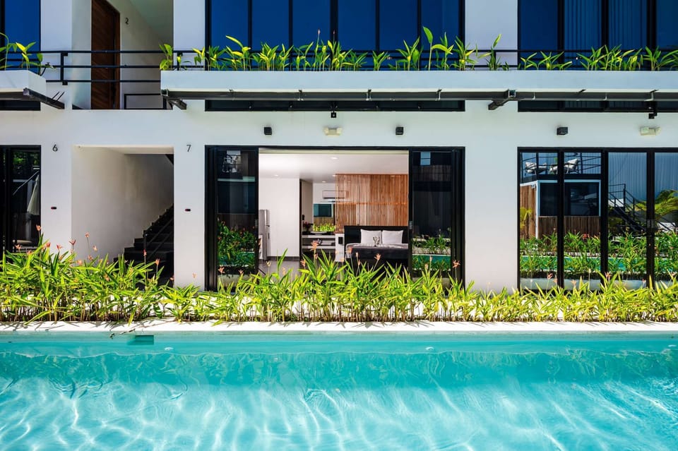 open room with pool from far