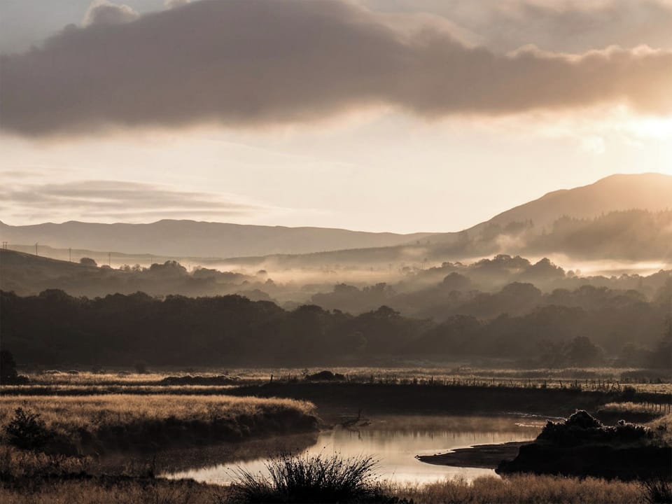Early morning sun 500m away over the Ruel&rsquo;s estuary at the head of the loch | Tigh-na-Creige, Colintraive