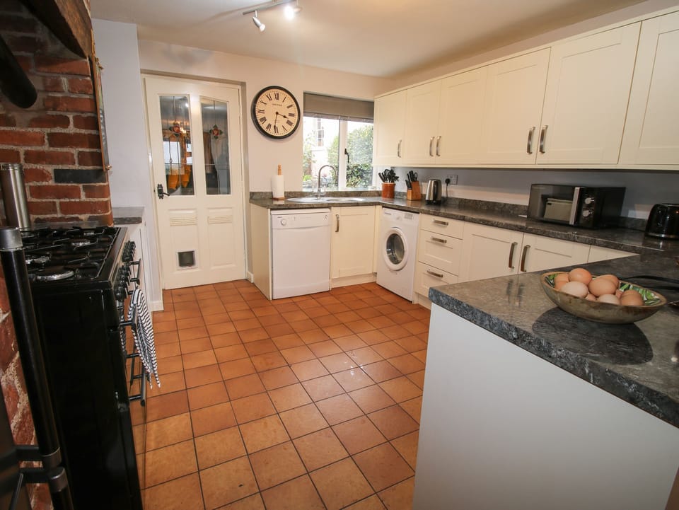 Fridge, dishwasher, electric kettle, toaster