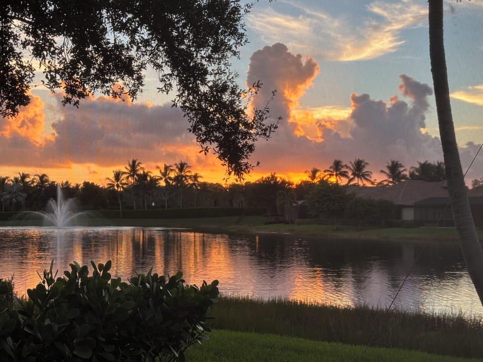 Sunset from the private lanai / pool
