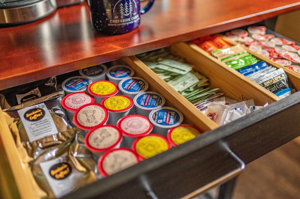 Fully stocked coffee station