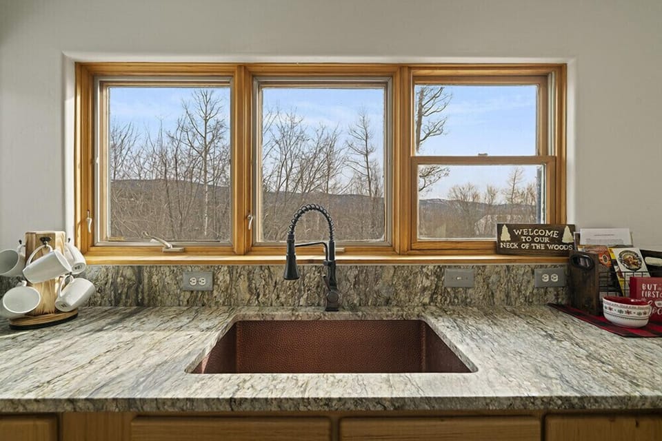 Copper sink with an incredible view