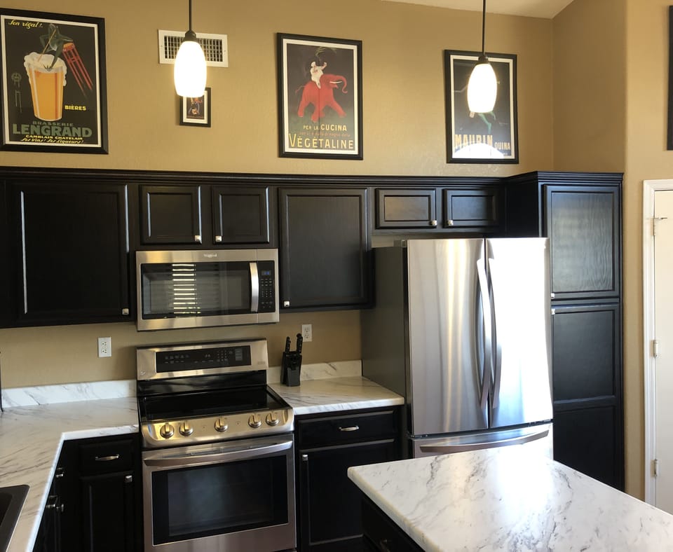 Stainless Steel appliances and Convection oven. 