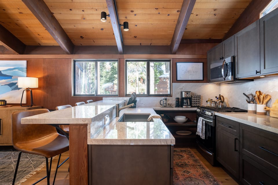 Fully stocked kitchen with gas stove and everything you need for beautiful meals