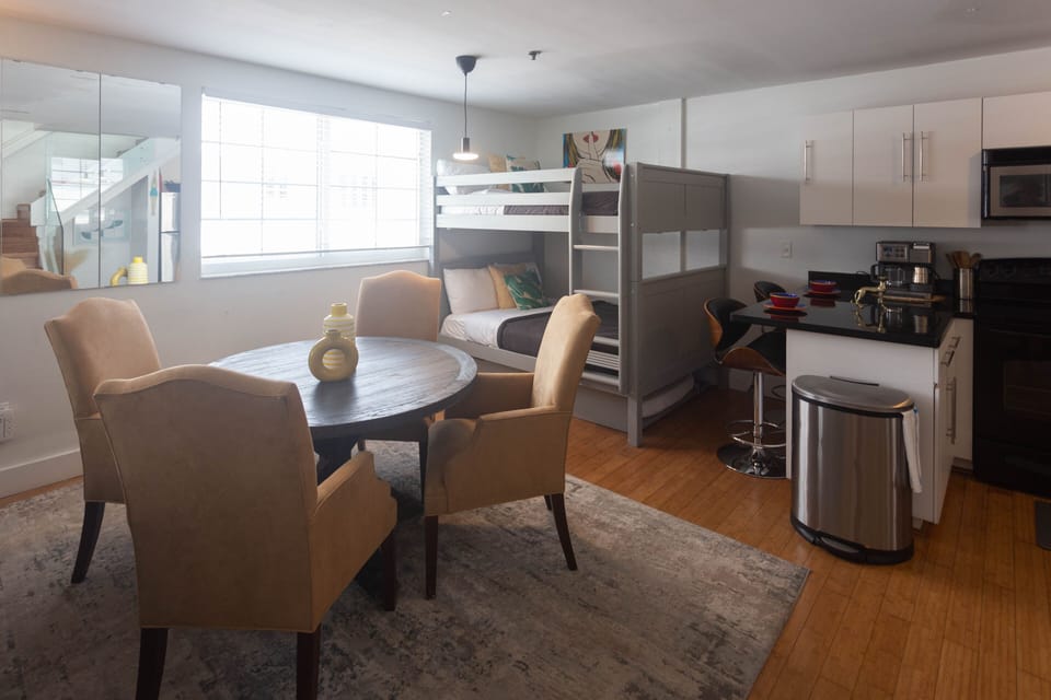 Dining table and bunk bed
