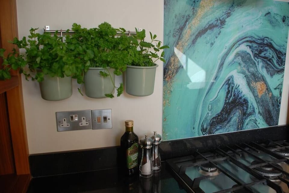 Fresh herbs with dinner