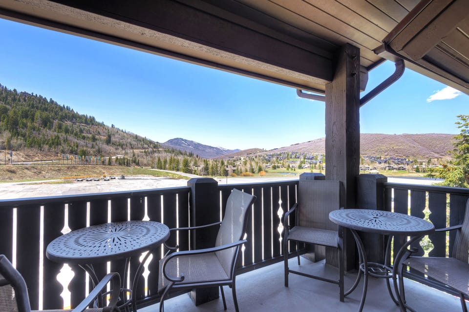 Sunny deck looking out over Park City