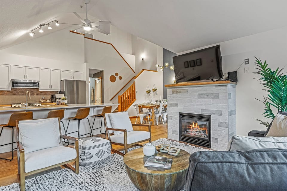Cozy gas fireplace