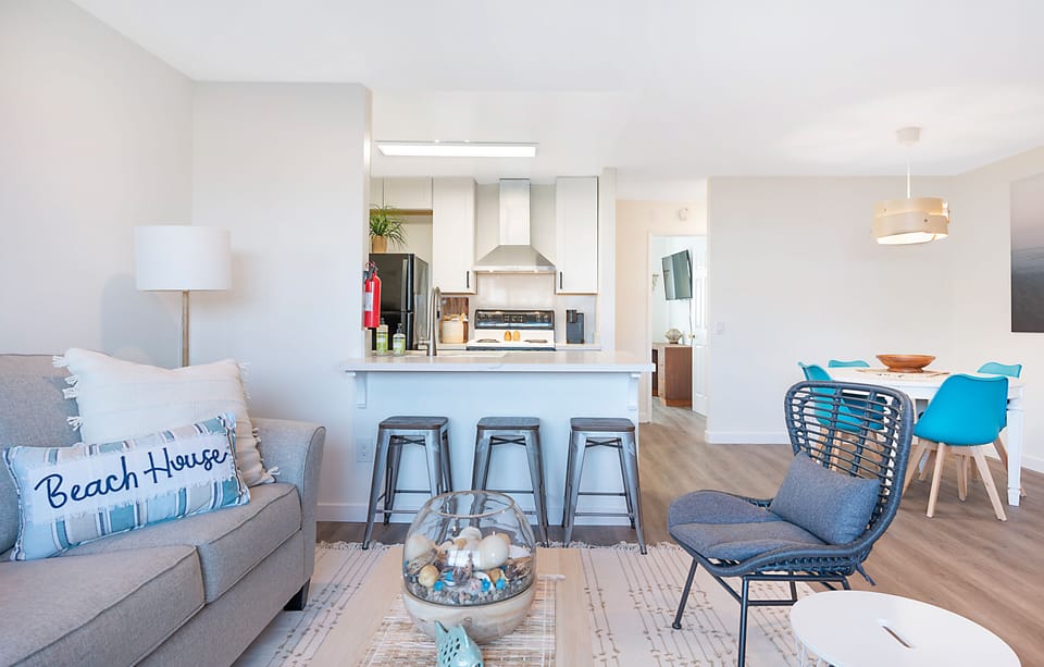 living, dining, kitchen area