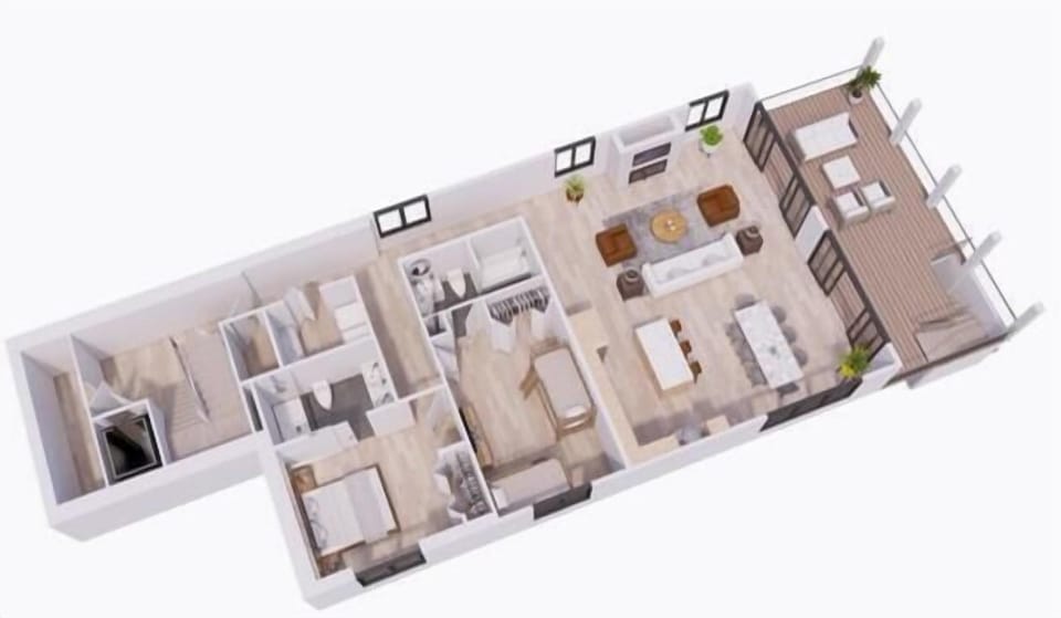 Visual to see the general setup of rooms and bathrooms, and elevator.