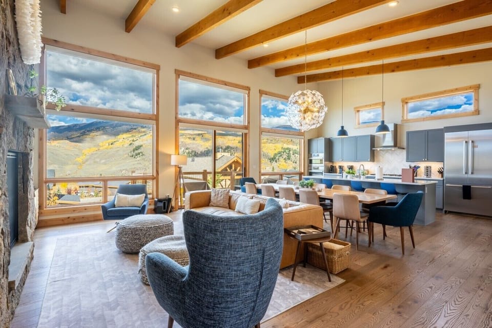 Bright open and windows and mountain views