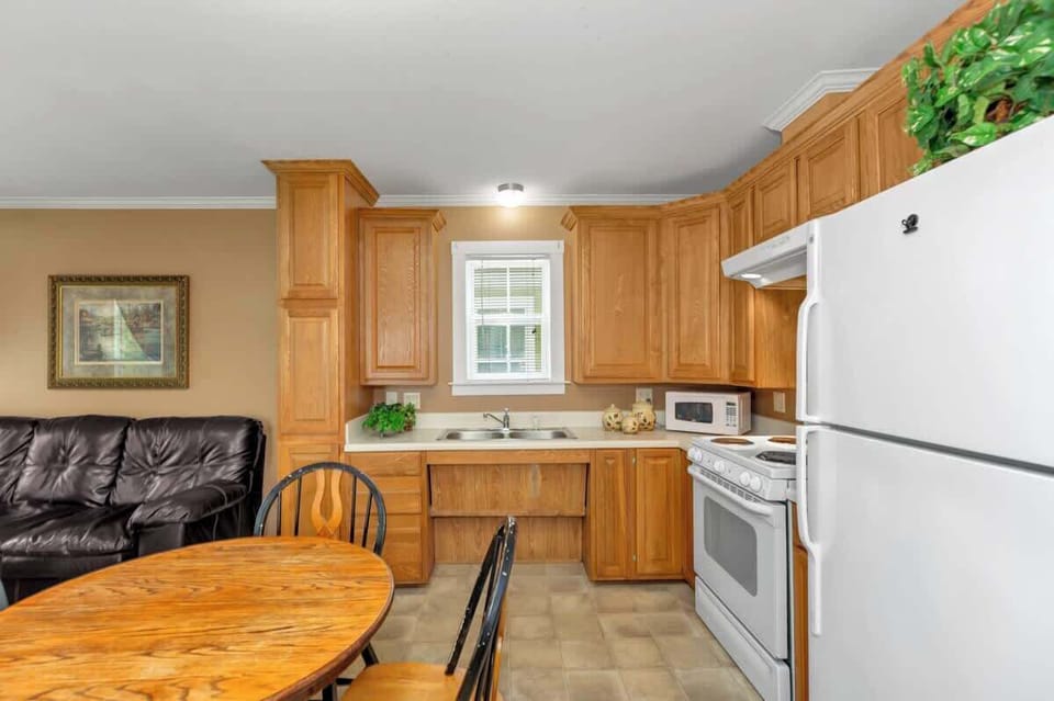 The kitchen is equipped with most anything you would need while staying at the cottage.
