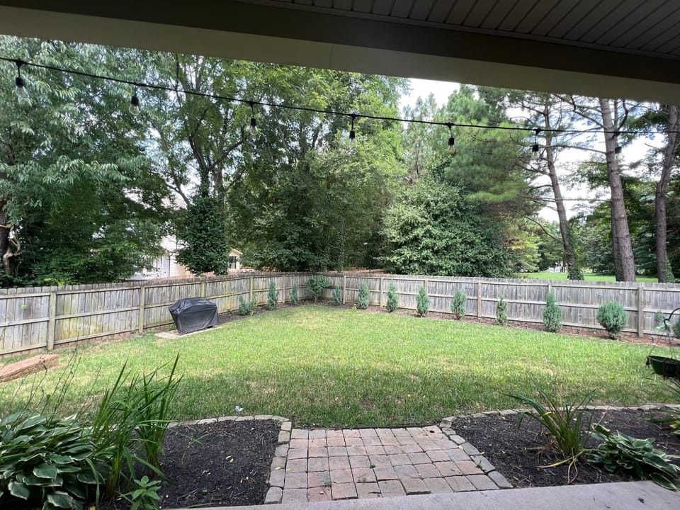 Fenced in backyard