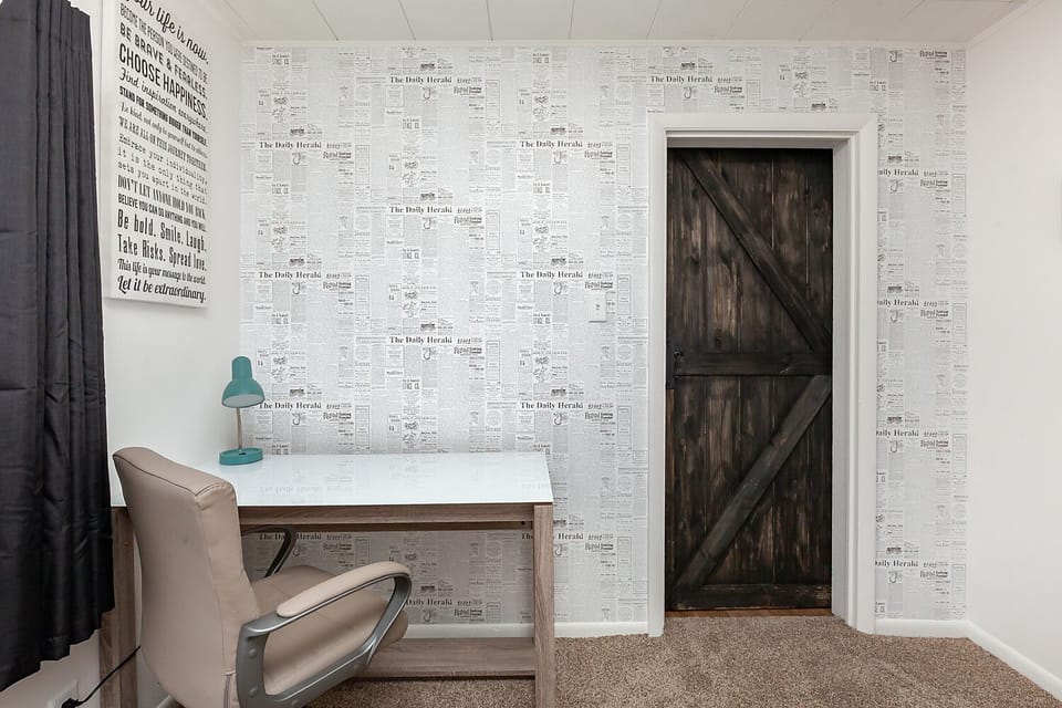 Private office space off of living room