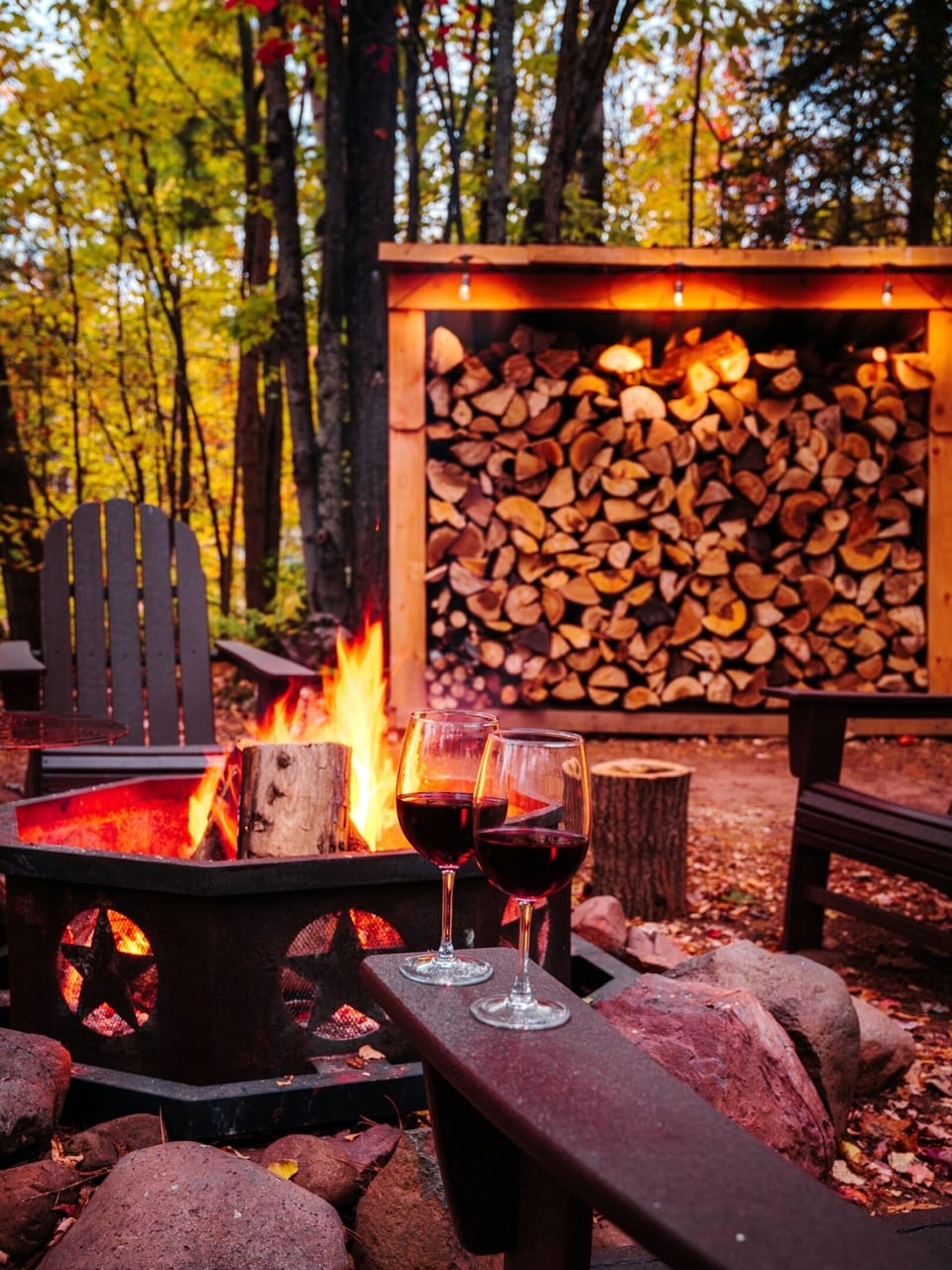 The Firepit is the place to gather with family and friends.  Grab your drinks, put on some great music, and enjoy the time together.   Keep your eye to the sky for northern lights - or least a lot of stars.