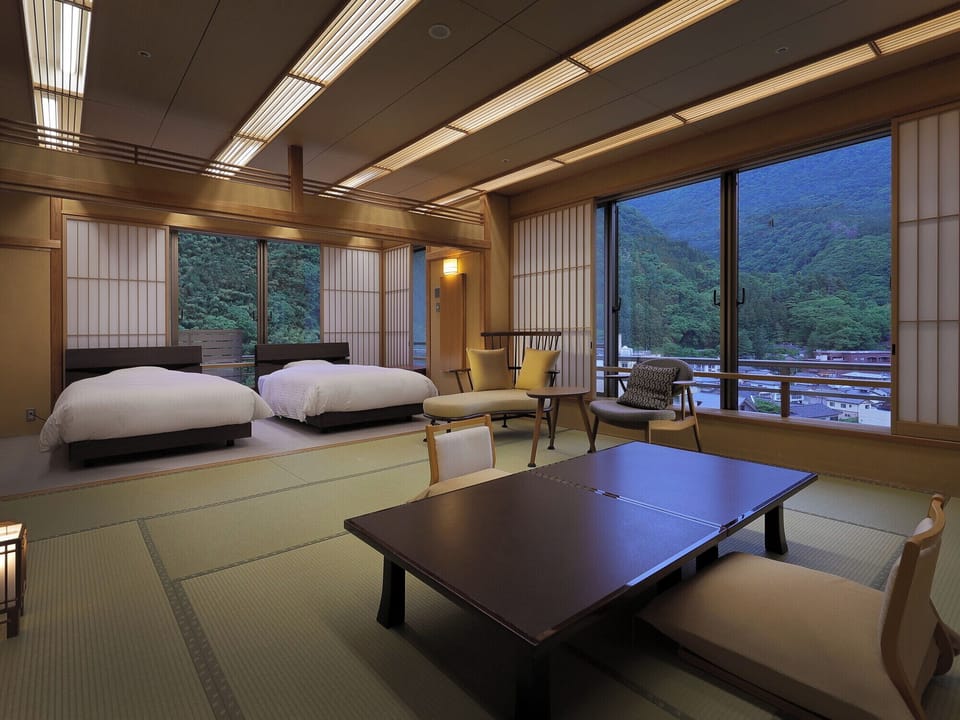 Japanese Western-style room private hot spring bath, Non Smoking | In-room safe, WiFi (free), bed sheets